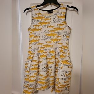 Nooworks x Lorien Stern Sharks Big Pocket Dress S NWOT